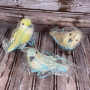 Set of 3 Pastel Sisal Bird Ornament Christmas Tree Spring Easter Decorations NEW